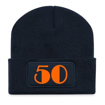 50 ANS. 50e ANNIVERSAIRE. ANNIVERSAIRE 50 ANS. 50 - Beanie recyclé à patch - bleu marine - Devant