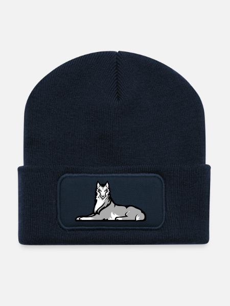 Loup solitaire tchétchène - Beanie recyclé à patch - bleu marine