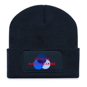 HAPPY BIRTHDAY. HAPPY BIRTHDAY. ANNIVERSARY. - Recycled Patch Beanie - french navy - Front