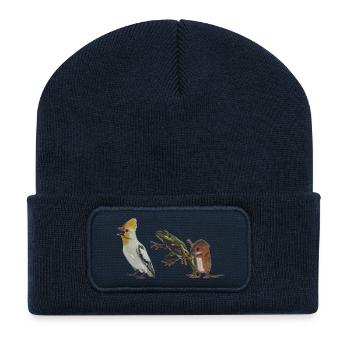 Die Polonaise oder Vogel, Frosch und Maus - Recycelte Patch Beanie - French Navy - Vorne
