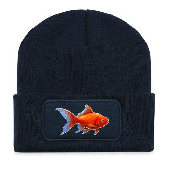 Goldfisch Nr.4 - Recycelte Patch Beanie - French Navy - Vorne