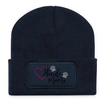 Hund Hunde Mama  - Recycelte Patch Beanie - French Navy - Vorne