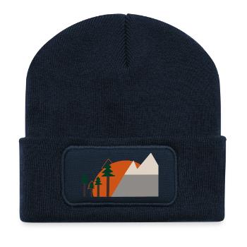 Silhouette Tannen & Berge - Recycelte Patch Beanie - French Navy - Vorne