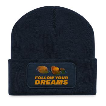 FOLLOW YOUR DREAMS - Recycelte Patch Beanie - French Navy - Vorne