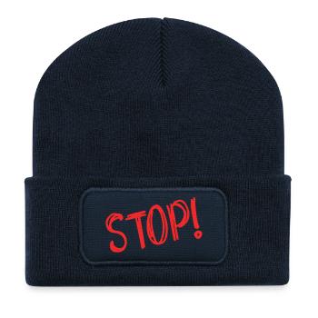 STOP. HUMOR. MESSAGE. QUOTATION. PANEL. DAD - Recycled Patch Beanie - french navy - Front
