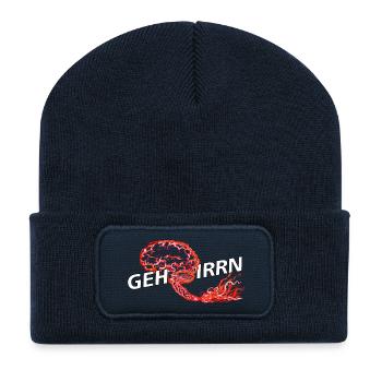 241012 Hirnzopf 077 DRUCK neu 1031 - Recycelte Patch Beanie - French Navy - Vorne