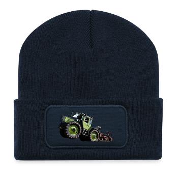 Grüner Traktor MB trac 1300 Hochstarter - Recycelte Patch Beanie - French Navy - Vorne
