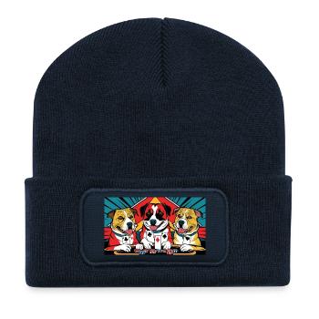Funny Dogs - Recycled Patch Beanie - french navy - Front