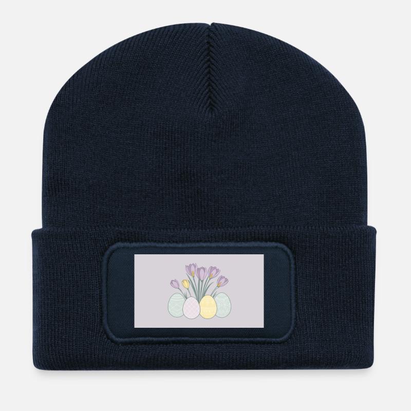 Crocus de Pâques - Beanie recyclé à patch - bleu marine