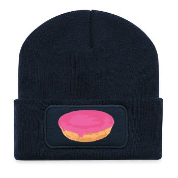 Casse-croûte : le gâteau rose de la cantine ! - Beanie recyclé à patch - bleu marine - Devant