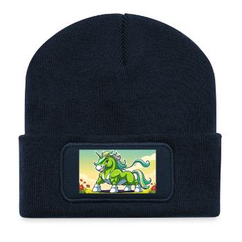 La licorne Green Runner - Beanie recyclé à patch - bleu marine - Devant
