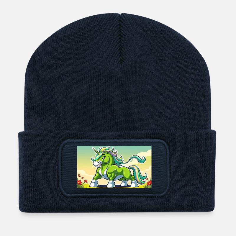 The Green Runner Unicorn - Recycelte Patch Beanie - French Navy