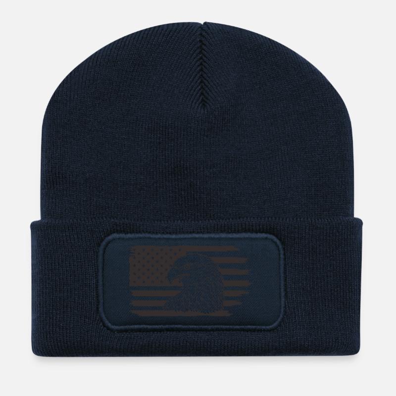 Adler mit Umriss der amerikanischen Flagge - Recycelte Patch Beanie - French Navy
