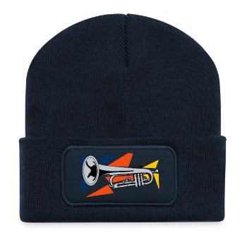 Silberne Trompete Pop Art - Recycelte Patch Beanie - French Navy - Vorne