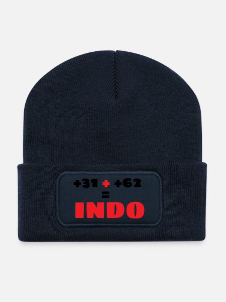 INDONET Préfixe Indo - Beanie recyclé à patch - bleu marine