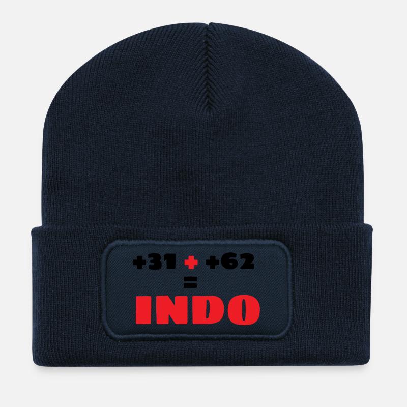 INDONET Préfixe Indo - Beanie recyclé à patch - bleu marine