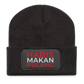 INDONET Habis Makan Pulang - Beanie recyclé à patch - charbon - Devant