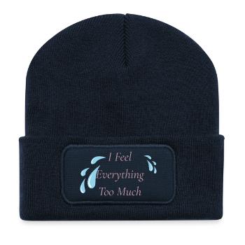 I Feel Everything Too Much T-Shirt – Soft Girl - Recycelte Patch Beanie - French Navy - Vorne