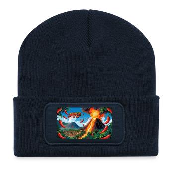 Conception du volcan Chili – ardente et épicée pour les amateurs de cuisine - Beanie recyclé à patch - bleu marine - Devant