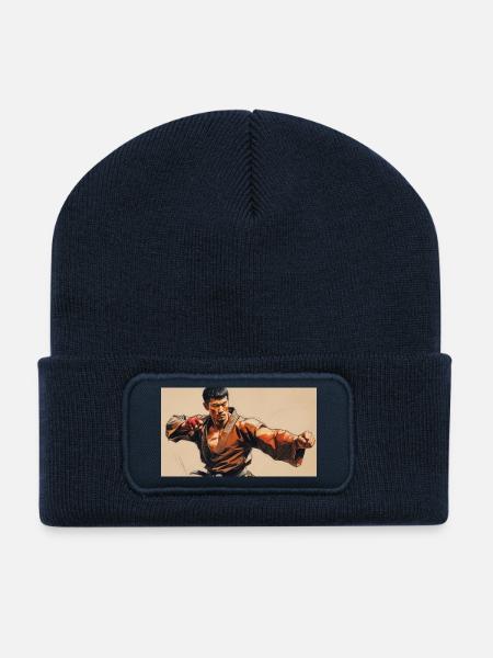 Art Martial Artist Asian Style - Recycled Patch Beanie - french navy