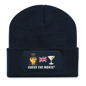 Detektiv-Motiv mit UK-Symbol - Recycelte Patch Beanie - French Navy - Vorne