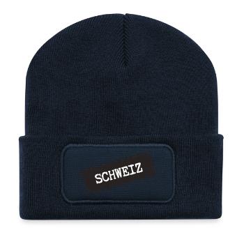 Schweiz  - Recycelte Patch Beanie - French Navy - Vorne