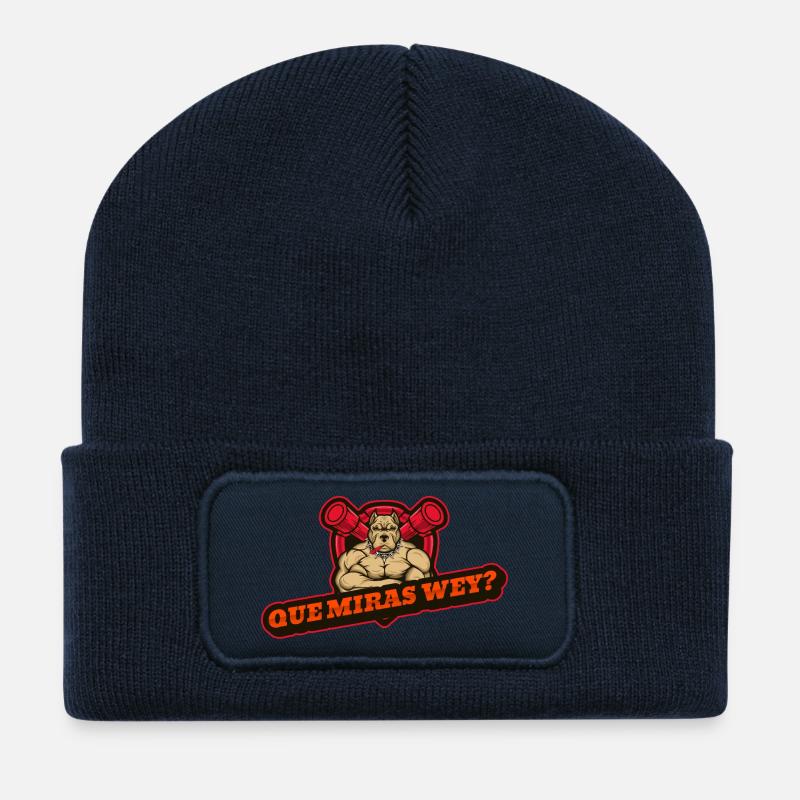 QUE_MIRAS_WEY - Beanie recyclé à patch - bleu marine