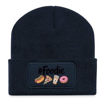 Amateur de hot-dogs et de café - Beanie recyclé à patch - bleu marine - Devant