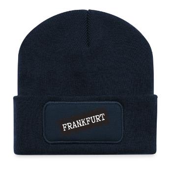 Francfort - Beanie recyclé à patch - bleu marine - Devant
