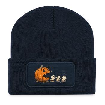 Funny Adventure Halloween Pumpkin Eating Ghosts - Recycled Patch Beanie - french navy - Front
