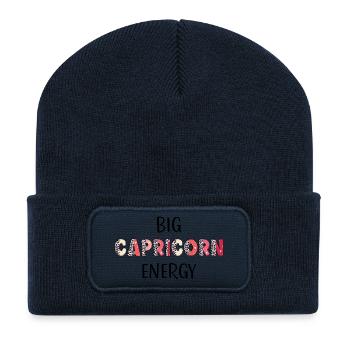 Big Capricorn Energy Sternzeichen Steinbock Spruch - Recycelte Patch Beanie - French Navy - Vorne