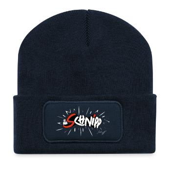 Sweat à capuche Schnipp - Beanie recyclé à patch - bleu marine - Devant