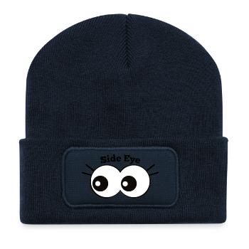 Side Eye Cartoon Augenwitz - Recycelte Patch Beanie - French Navy - Vorne