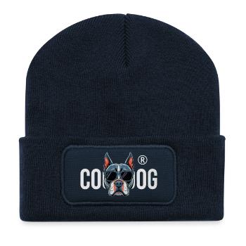 Cool Dog with Sunglasses Streetwear - Recycled Patch Beanie - french navy - Front