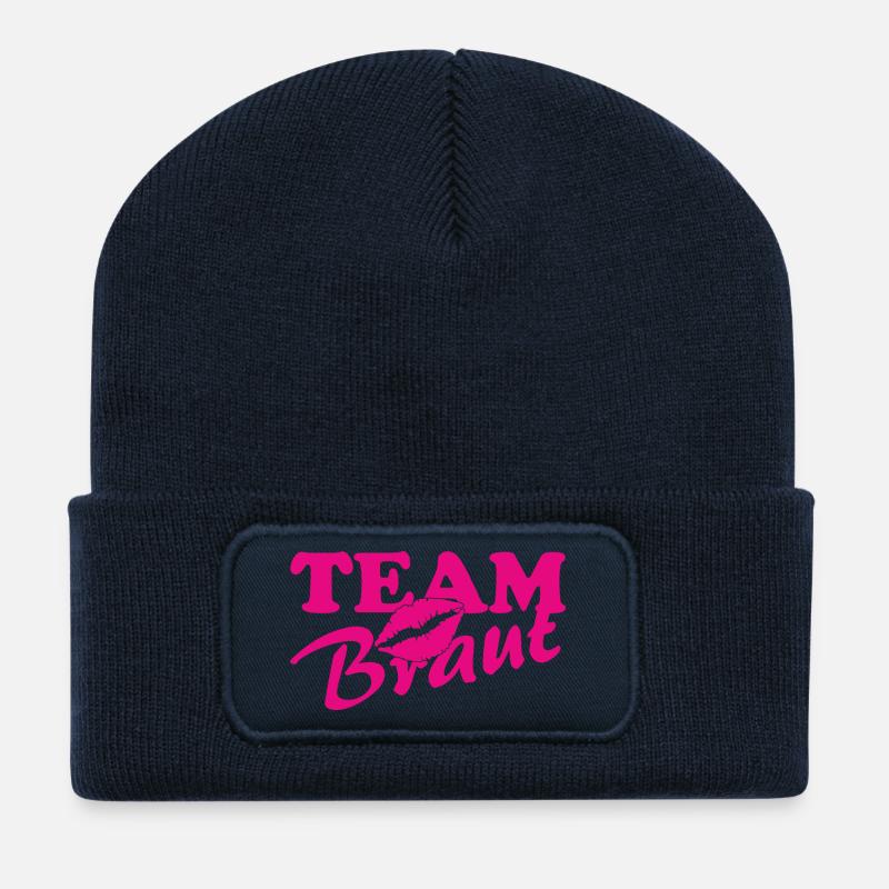 Team Brant Lippenkuss Neon Pink - Recycelte Patch Beanie - French Navy