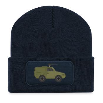 Jeep militaire - Beanie recyclé à patch - bleu marine - Devant