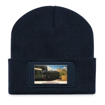 Corfe Castle Dampflok-Plakat - Recycelte Patch Beanie - French Navy - Vorne