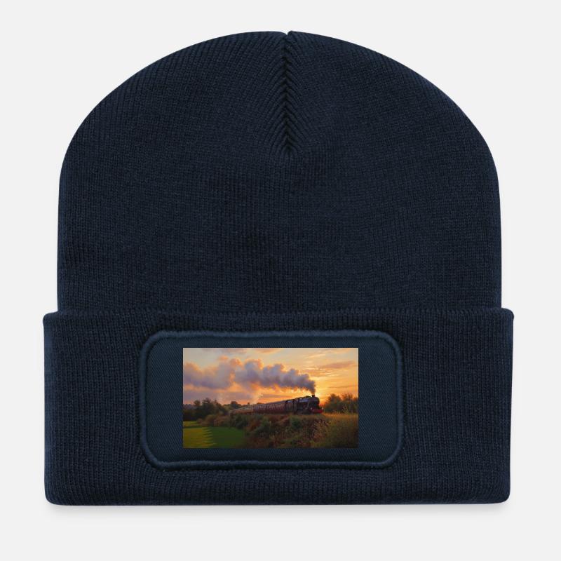 Sunset Steam Train - Recycelte Patch Beanie - French Navy