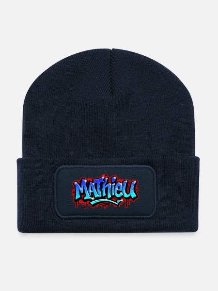 Mathieu Graffitidruckbarer Name Urban Blue - Recycelte Patch Beanie - French Navy