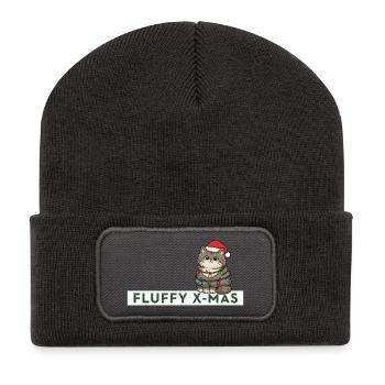 Noël duveteux – Diction de Noël du chat mignon - Beanie recyclé à patch - charbon - Devant