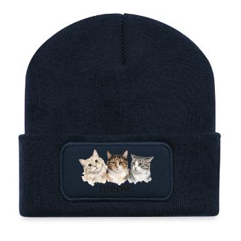 Katzen miauen lustig Katzenliebhaber lustig miauen - Recycelte Patch Beanie - French Navy - Vorne