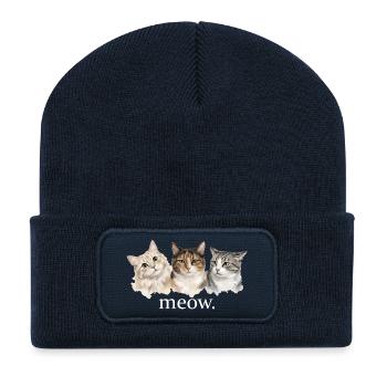 Katzen miauen lustig Katzenliebhaber lustig miauen - Recycelte Patch Beanie - French Navy - Vorne