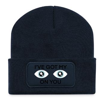 Zwillingspaar mit großen Augen - Recycelte Patch Beanie - French Navy - Vorne