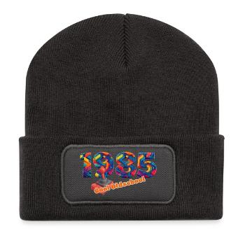 Jahrgang 1985 – Retro Joystick – Cool Oldschool - Recycelte Patch Beanie - Dunkelgrau - Vorne