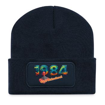 Vintage 1984 – Retro Joystick – Cool Old School - Recycled Patch Beanie - french navy - Front