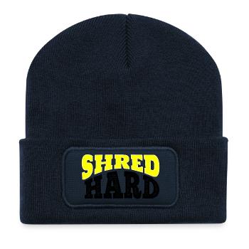Shred Hard Snowboard Spruch - Recycelte Patch Beanie - French Navy - Vorne