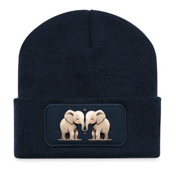 Elephant Heart Drunken Friendship - Recycled Patch Beanie - french navy - Front