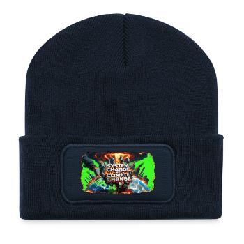 Changement systémique, pas changement climatique - Beanie recyclé à patch - bleu marine - Devant