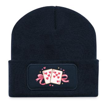 Spielkarten Valentine 67 six seven Herz Geschenk - Recycelte Patch Beanie - French Navy - Vorne