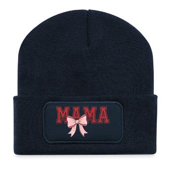 Mama Bow – Classic Mama Typo Design - Recycled Patch Beanie - french navy - Front